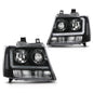 Solid Spare Smoke/Black LED DRL Headlights Fit For 07-14 Chevy Avalanche Tahoe Suburban