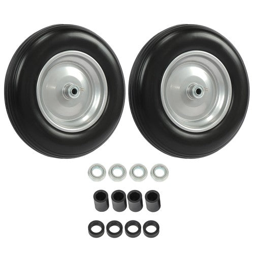 Solid Spare 2-Pack 14.5x4-8 Wheelbarrow Tire And Wheel 5/8" Bearings Fits For Garden Cart