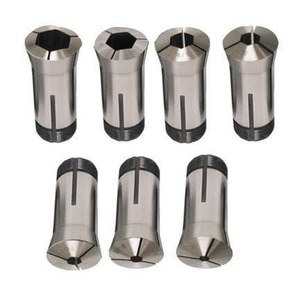 Solid Spare 7PC 5C Hex. Collet Set 1/4", 5/16", 3/8", 1/2", 5/8", 3/4", 7/8" 0.0006TIR