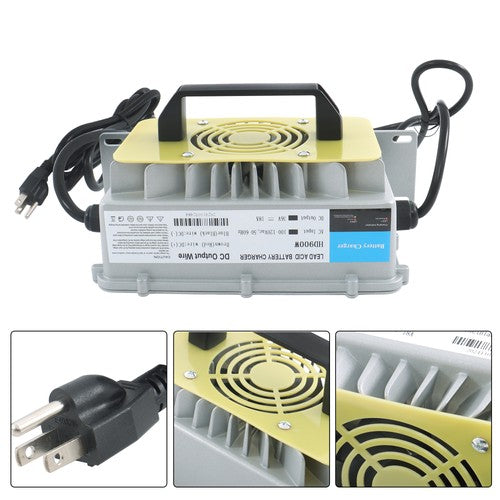 Solid Spare 36V 18A Waterproof Battery Charger With SB-50 Style Plug Fit For EZGO Golf Cart
