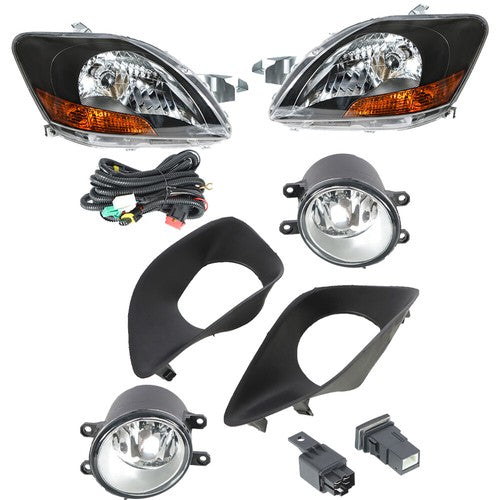 Solid Spare Driver+Passenger Side Fog Lights For 2007-2011 Toyota Yaris Halogen Headlights