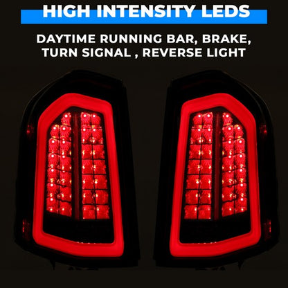 Solid Spare Full LED Taillights with LED Reverse / Signal Black For 2011-2014 Chrysler 300
