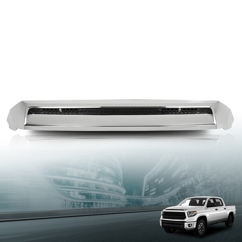 Solid Spare Fit For Toyota Tundra 14-21 Front Upper Hood Bulge Molding Grille Trim Chrome