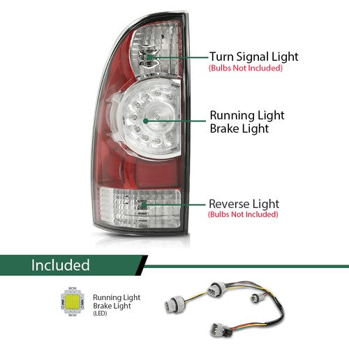 Solid Spare Tail Lights Brake Lamps Assembly Left+Right Fit For 2005-2015 Toyota Tacoma