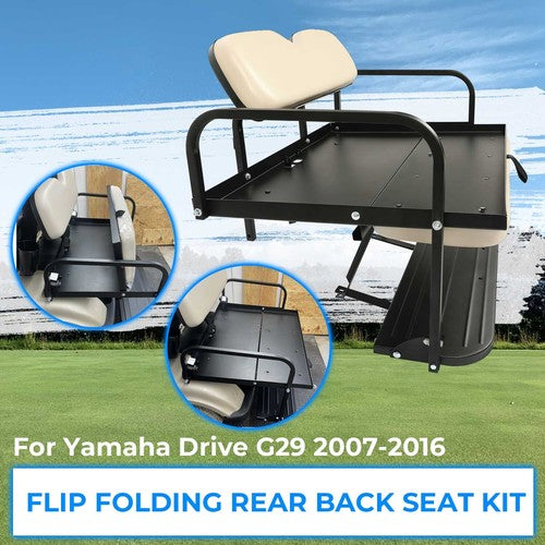 Solid Spare For Yamaha Drive G29 2007-2016 Golf Cart Flip Rear Back Seat Kit w/Beige Cushion