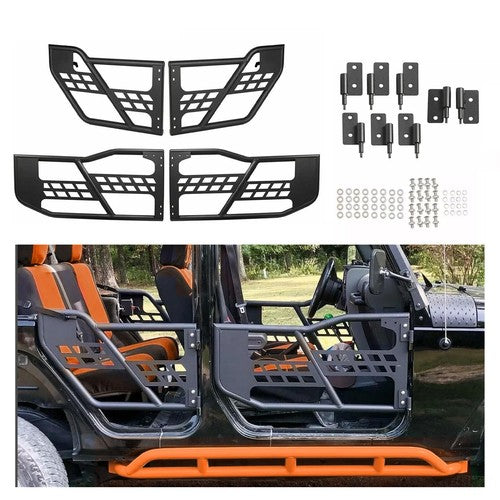 Solid Spare For Jeep Wrangler JK 07-18 4DR Textured Tube Safari Tubular Doors Front & Rear