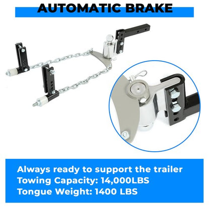 Solid Spare 14000lbs Weight Distribution Hitch w/ Sway Control & 2-5/16 in Ball & 2 in Shank