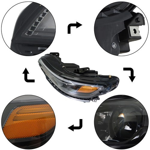 Solid Spare Headlight Projector Fit For Jeep Cherokee 2019-2022 LED Replacement LH/Left Side