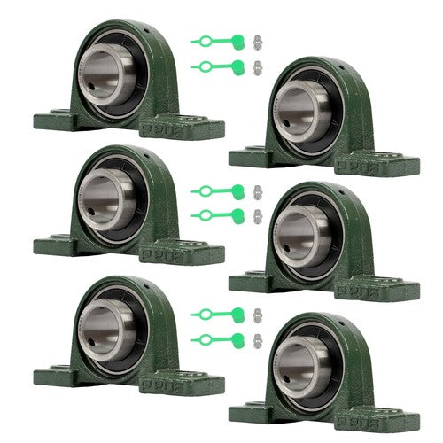 Solid Spare 6 Pcs UCP208-24 Pillow Block Bearing Solid Base 2-Bolt Self-Aligning 1-1/2" Bore