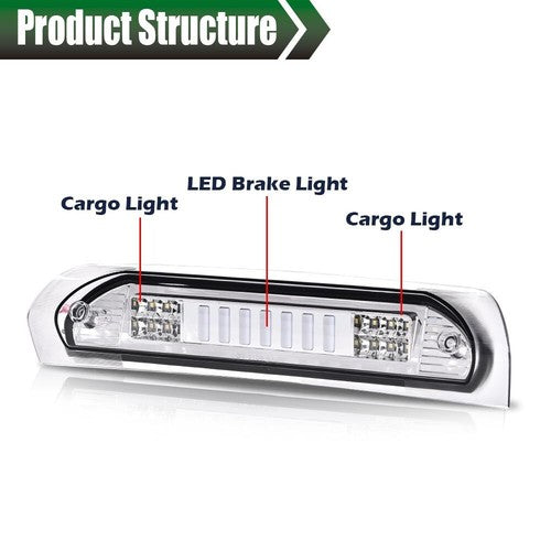 Solid Spare Fit For 02-09 Dodge Ram 1500 2500 LED 3rd Tail Brake Light Cargo Lamp Clear