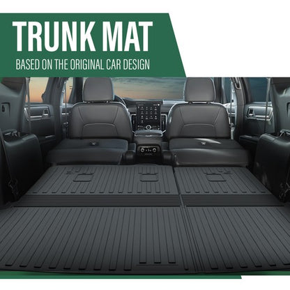 Solid Spare TPE Floor Mats Fit For 24-26 Chevy Traverse 7 Seats Cargo Liner w/Backrest Mat