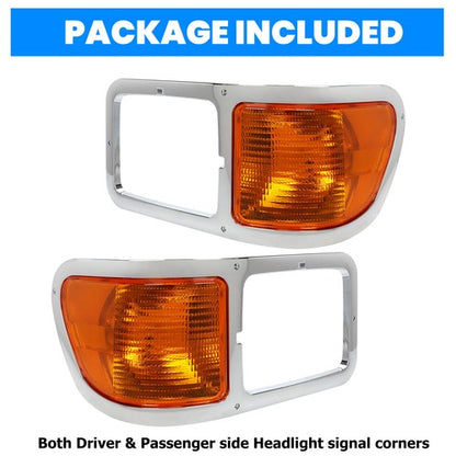 Solid Spare Fit For 00-15 Ford F650 F750 Pair Headlight Bezel Trim Driver Passenger W/Bulbs