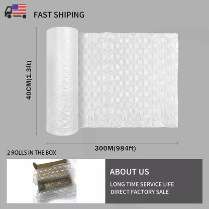 2 Rolls 984ft x16" Air Cushion Machine Film Bubble Pillow Packaging Padding Roll