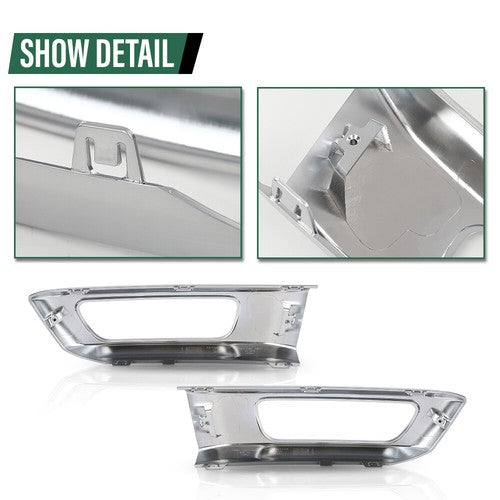 Solid Spare Fit For 2014-2017 Land Rover Range Sport Bumper Fog Light Bezel Lamp Trim Silver