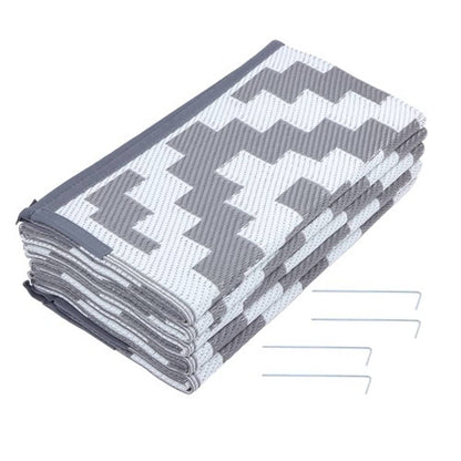 Solid Spare Gray & White 8x10ft Waterproof Plastic Straw Rug For Camping Outdoor Carpet