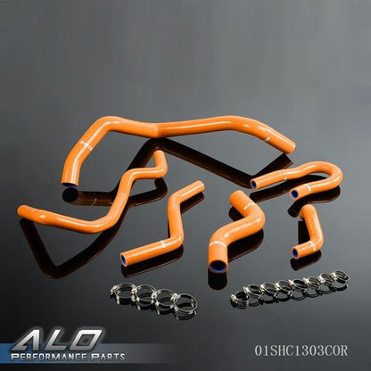 Solid Spare Fit For 92-2000 Civic 1.6L SOHC D15 D16 EG EK Orange Silicone Radiator Hose Kit