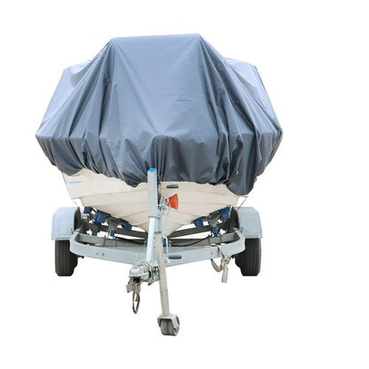 Solid Spare Boat Cover V-Hull 210D Gray 17-19Ft Waterproof Trailerable Fishing Ski Bass