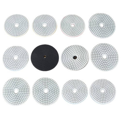 Solid Spare Diamond Polishing Pads Wet Dry 4 Inch Set Kit For Granite Concrete Marble 12PCS