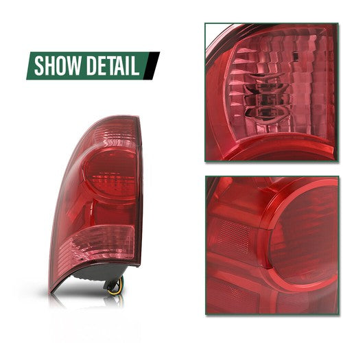 Solid Spare Tail Lights w/ Bulbs Fit For 2005-2015 Toyota Tacoma Rear Brake Lamps Left+Right