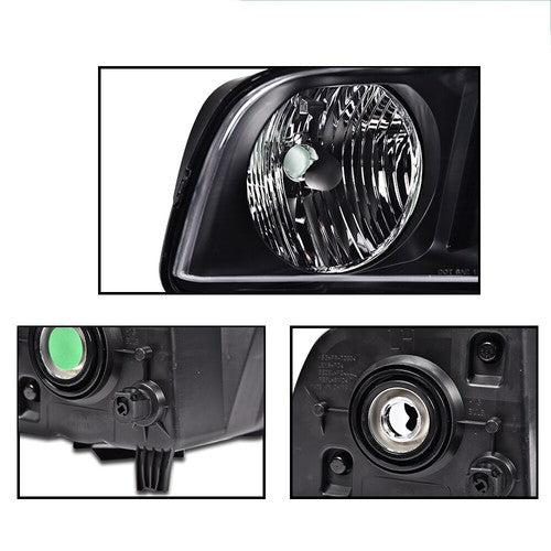 Solid Spare New Fit For 2005-2009 Ford Mustang Right Passenger Side Headlight Assembly Black