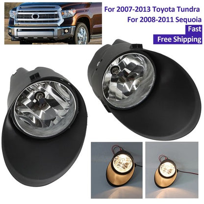 Fit 2007-2013 Toyota Tundra 2008-2011 Sequoia Pair Clear Fog Light w/cover LH RH