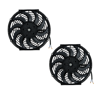 Solid Spare 2× 12" Electric Radiator Cooling Slim Fans Push Pull Mount Black For Universal
