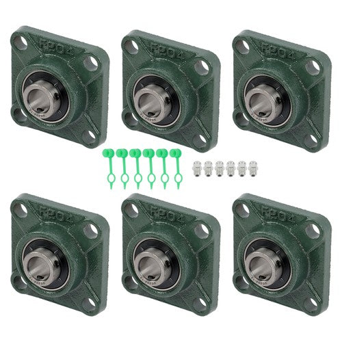 Solid Spare 6Pcs UCF204-12 Pillow Block Flange Bearing 3/4" Bore 4 Bolt Solid Base