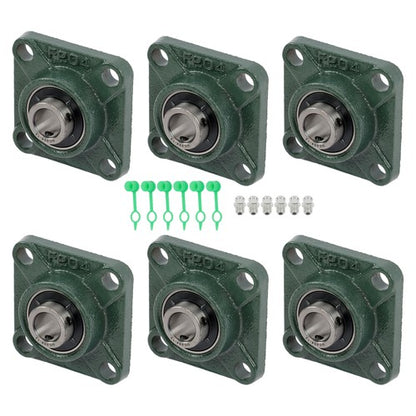 Solid Spare 6Pcs UCF204-12 Pillow Block Flange Bearing 3/4" Bore 4 Bolt Solid Base
