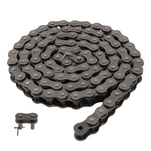 Solid Spare #100 Roller Chain - 10 Feet + 2 Free Connecting Links - Carbon Steel Chain