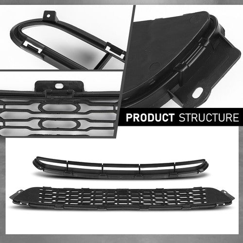 Solid Spare Fit For 2014-2015 Kia Sorento Front Center+Lower Bumper Grille Grill Black