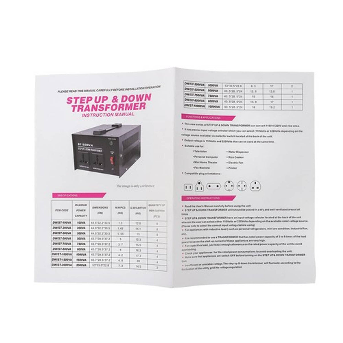 Solid Spare Step Up/Down 110-120V to 220-240V Converter 3000W Voltage Transformer US