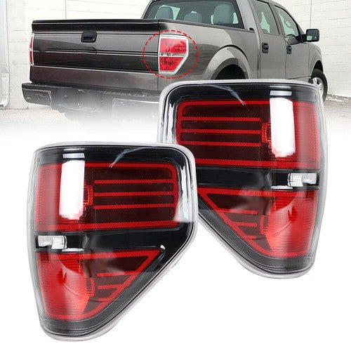 Solid Spare For 2009-2014 Ford F-150 Series Red Driver & Passenger Rear Brake Tail Lights