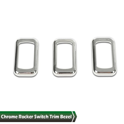 Solid Spare 3pcs Chrome Rocker Switch Trim Bezel Fit For Peterbilt Kenworth Freightliner