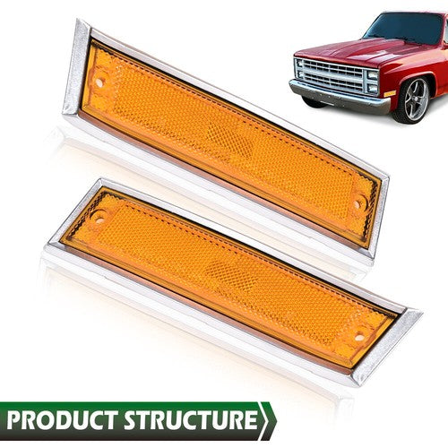 Solid Spare Pair Front Signal Side Marker Lights Amber Fit For 81-91 GMC Chevy Pickup Truck