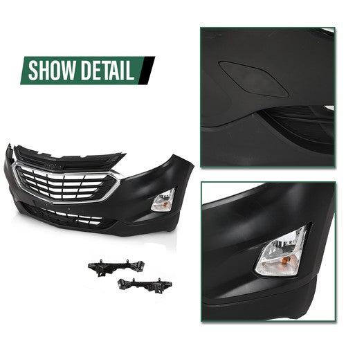 Solid Spare Fit For 2018-2021 Chevrolet Equinox Front Bumper+Grille+Fog Lights Full Set
