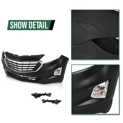 Solid Spare Fit For 2018-2021 Chevrolet Equinox Front Bumper+Grille+Fog Lights Full Set