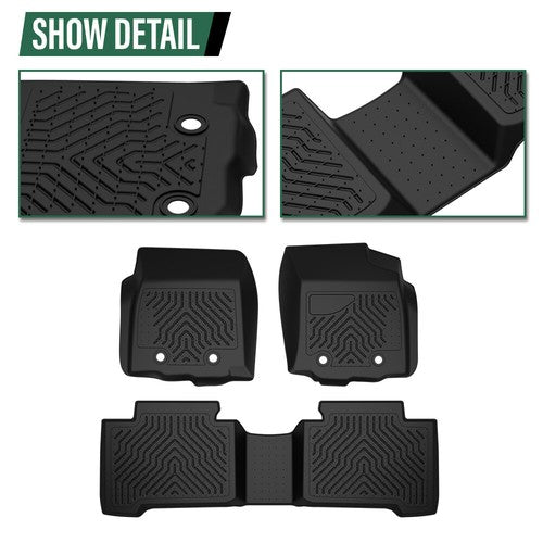 Solid Spare Fit For 2018-2023 Toyota Tacoma Double Cab All Weather TPE Floor Mats Liners