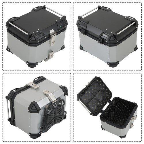 Solid Spare 45L Silver Motorcycle Luggage Waterproof Tail Box Scooter Trunk Storage Top Case