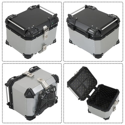 Solid Spare 45L Silver Motorcycle Luggage Waterproof Tail Box Scooter Trunk Storage Top Case