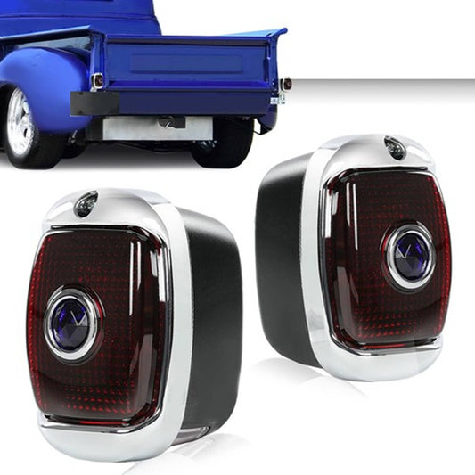 Solid Spare Fit For 1940-1953 Chevy GMC Truck Rear Blue Dot Tail Lamps License Plate Lights