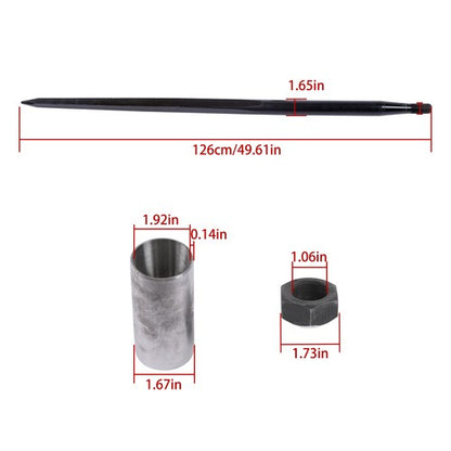 Solid Spare 49" 1PCS Square Hay Spike Bale Spear Wide Tine Spike Skid Conus For Tractor