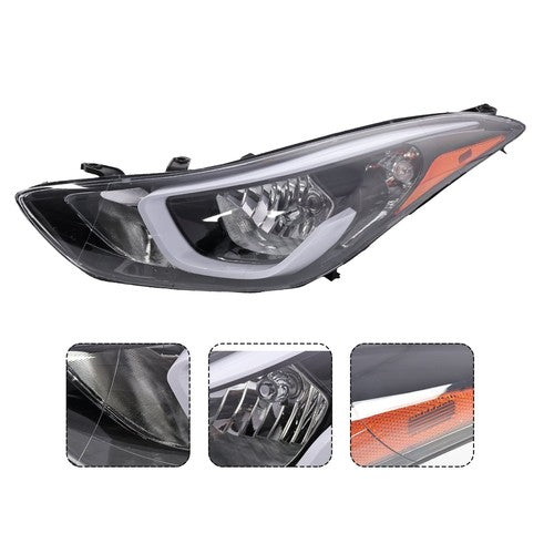 For 2014 2015 2016 Hyundai Elantra Headlights Assembly Left Right Pair w/ Bulbs