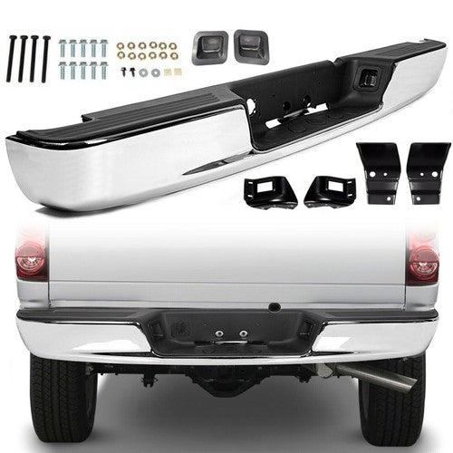 Solid Spare Rear Bumper Black Step For 2002-2008 Dodge Ram 1500 2003-2009 Ram 2500 3500