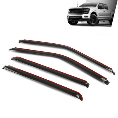 Solid Spare Fit For 15-24 Ford F150 SuperCrew Window Visor In Channel Rain Guards Vent Shade