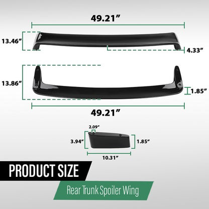Solid Spare Gloss Black Rear Trunk Spoiler Wing LTW GT Style For 92-98 BMW 3 Series E36 M3