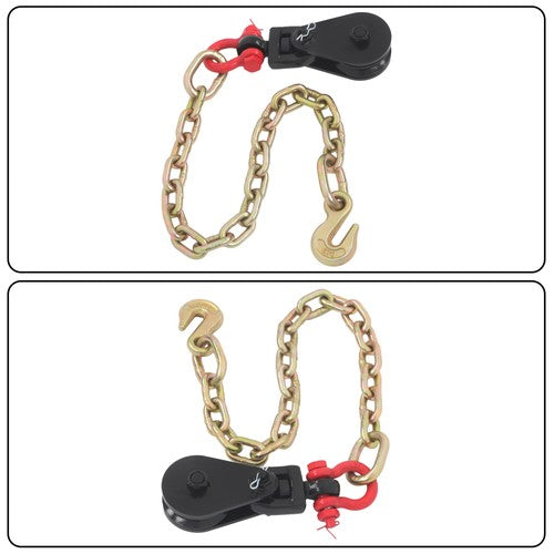 Solid Spare 2Ton 3" Sheave Snatch Block with Swivel Shackle for 3/8" Wire Rope 2ft G70 Chain