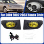 For 2001-2003 Honda Civic Yellow Lens Front Driving Fog Light Kit Harness+Switch