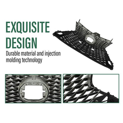 Solid Spare Fit For 2017-2022 Lexus IS250 IS350 F Sport Front Grille Grill Set Black