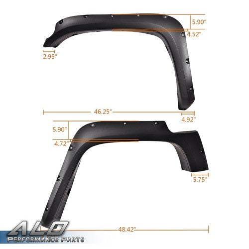 Solid Spare Fender Flares Fit For 2007-2014 FJ Cruiser Pocket Rivet Wheel Cover Textured