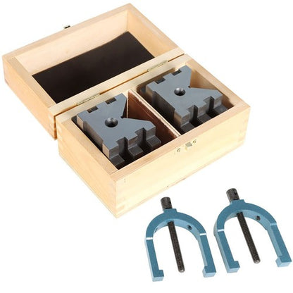 Solid Spare Multi-Use V-Block and Clamp Hardened Steel 2-3/8" x 2-3/4" x 2" Set